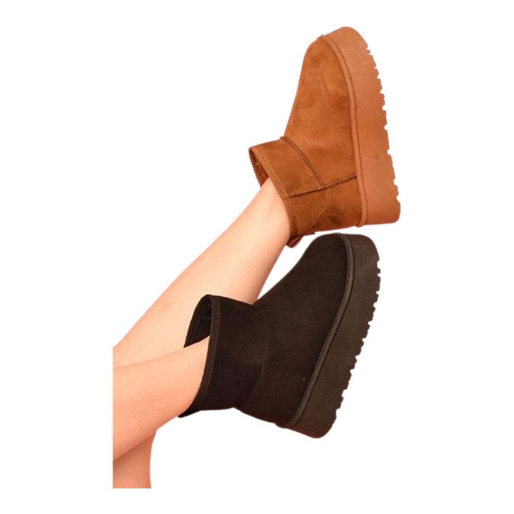 Wild Diva Black Suede Platform Ankle Booties Round Toe Size 7 New